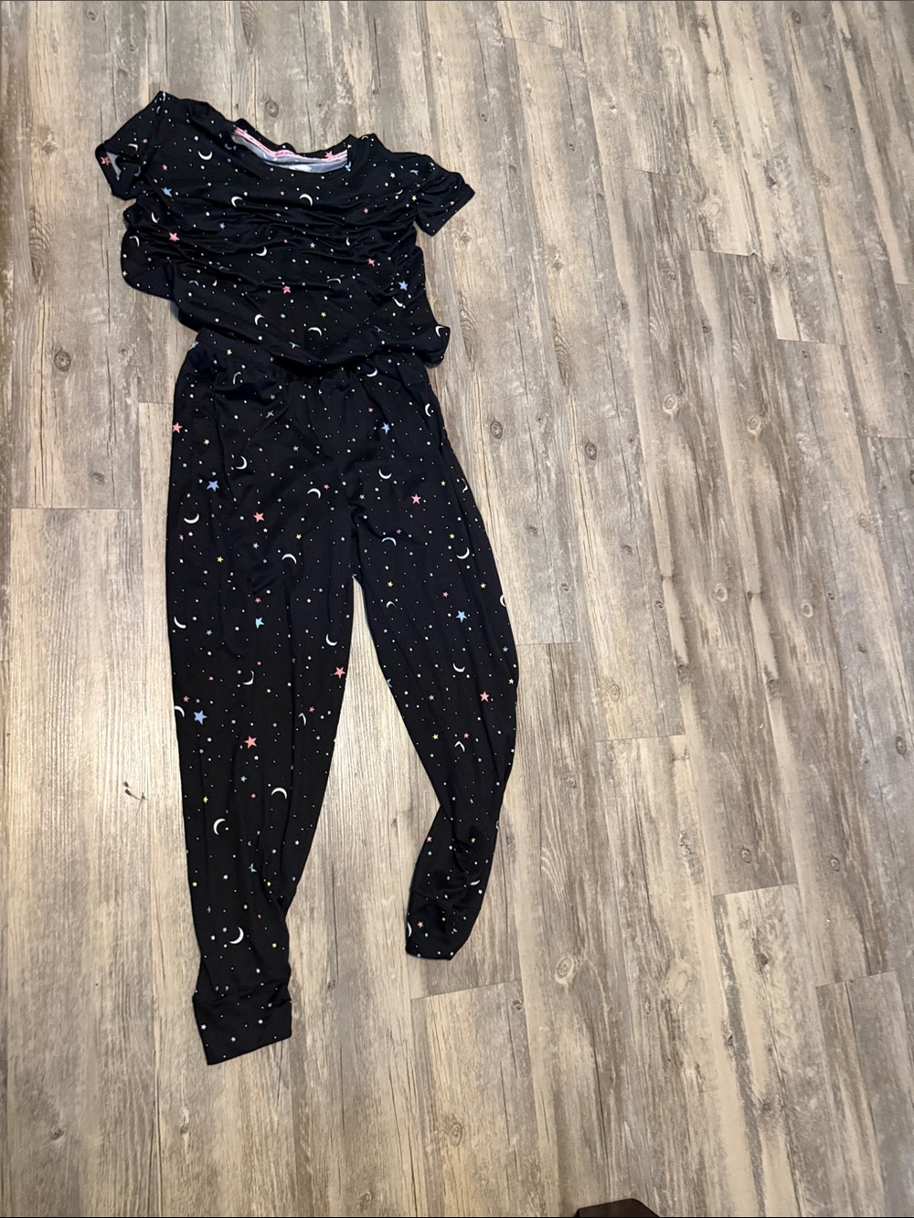Black Women's Star & Moon Jogger Jumpsuit